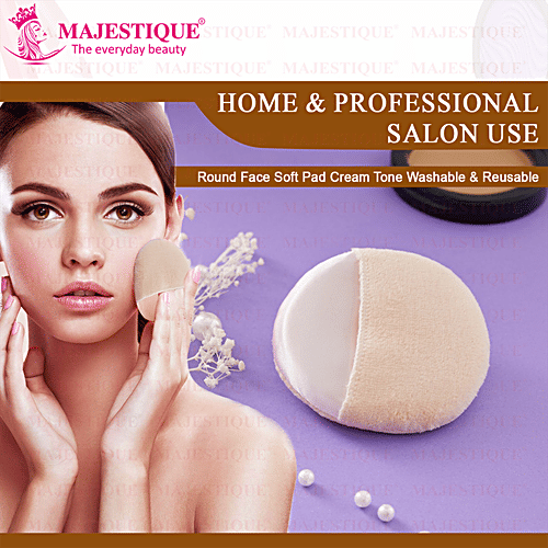 Buy MAJESTIQUE Face Soft Pad Cream Tone Cotton Powder Puff