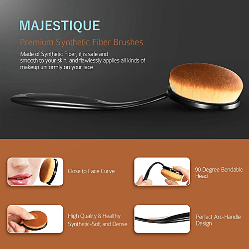 Majestique Oval Face Brush - Large, Soft & Smooth Bristles, For Makeup, 1 pc  