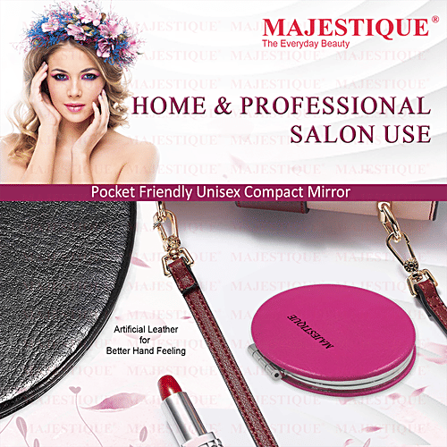 Buy MAJESTIQUE Compact Makeup Mirror Round, PU 1x/2x Magnification