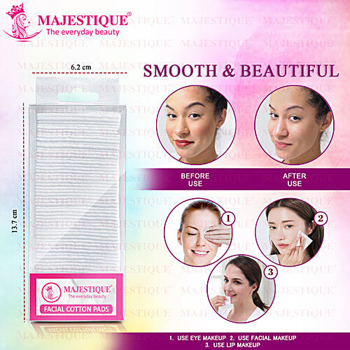 Majestique Facial Cotton Pads - Makeup Removing Wipes, Ultra Thin, Lint Free, 250 pcs  
