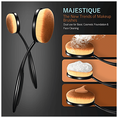 Majestique Premium Oval Makeup Brush Set - With Elegant Case, Soft & Smooth Bristles, 10 pcs  