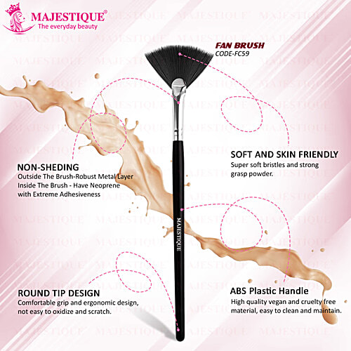 Majestique Facial Fan Brush - Multi-Use, Makeup Tools, For Highlighter, Contour, 1 pc  