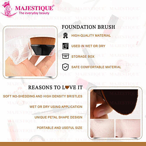 Majestique Hexazon Face Blush Brush - With Protective Case, For Powder, Foundation, Liquid, 1 pc  