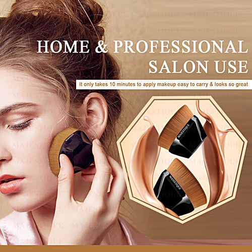 Majestique Hexazon Face Blush Brush - With Protective Case, For Powder, Foundation, Liquid, 1 pc  