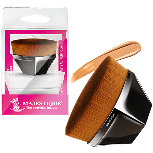 Majestique Hexazon Face Blush Brush - With Protective Case, For Powder, Foundation, Liquid, 1 pc  