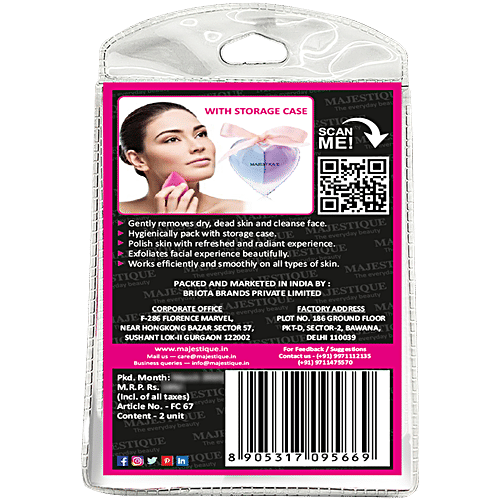 Majestique Makeup Face Sponge/Beauty Blender - Soft, Heart Shaped, For Dry & Wet Use, 2 pcs  