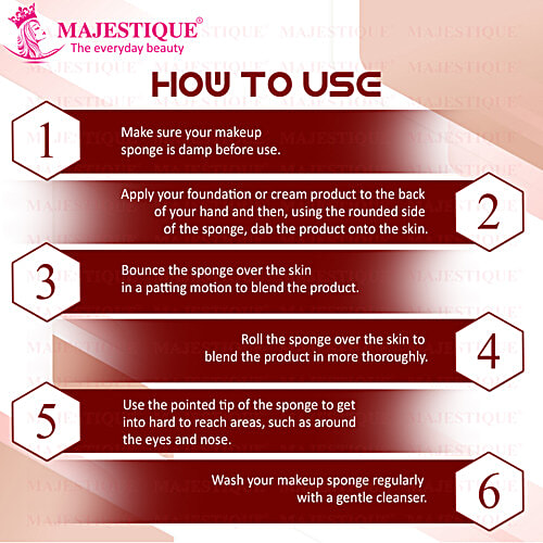 Majestique Makeup Face Sponge/Beauty Blender - Soft, Heart Shaped, For Dry & Wet Use, 2 pcs  