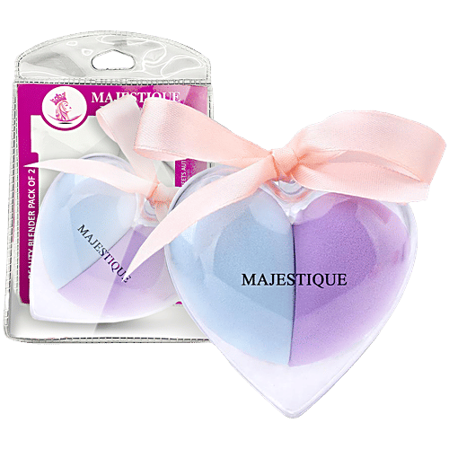 Majestique Makeup Face Sponge/Beauty Blender - Soft, Heart Shaped, For Dry & Wet Use, 2 pcs  