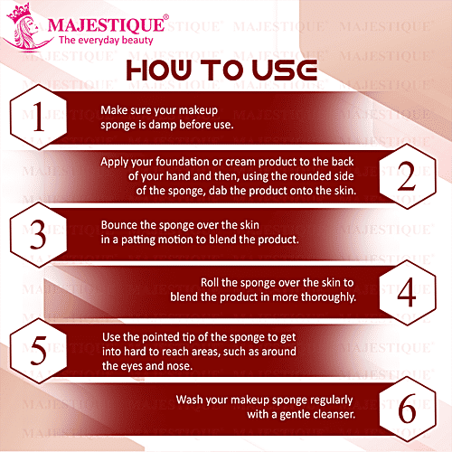 Majestique Beauty Makeup Blender/Face Sponge - Cosmetic Tools, Waterproof, For Dry & Wet Use, 3 pcs