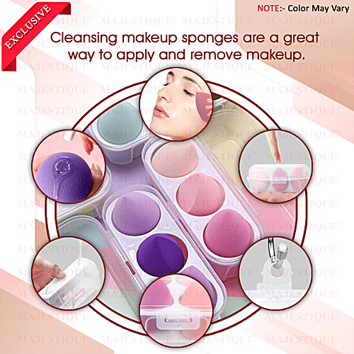 Majestique Beauty Makeup Blender/Face Sponge - Cosmetic Tools, Waterproof, For Dry & Wet Use, 3 pcs