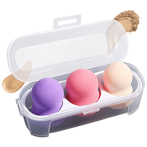 Majestique Beauty Makeup Blender/Face Sponge - Cosmetic Tools, Waterproof, For Dry & Wet Use, 3 pcs