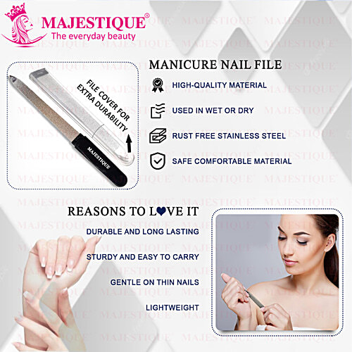 Majestique Professional Nail Filer/Buffer - Durable, Perfect For Travel Or Home Use, Black, 1 pc  