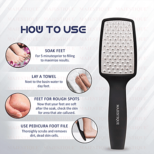 Majestique Foot Scrubber With Handle - With Comfortable Grip, Callus Remover, For Pedicure, 1 pc