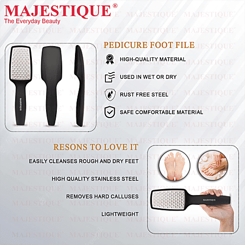 Majestique Foot Scrubber With Handle - With Comfortable Grip, Callus Remover, For Pedicure, 1 pc
