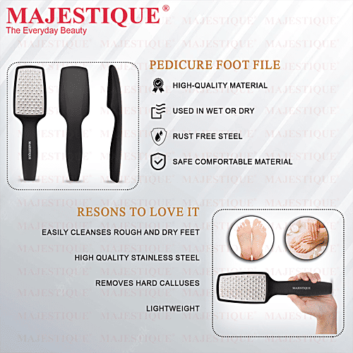 Majestique Foot Scrubber With Handle - With Comfortable Grip, Callus Remover, For Pedicure, 1 pc