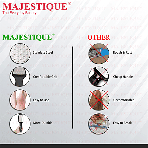 Majestique Foot Scrubber With Handle - With Comfortable Grip, Callus Remover, For Pedicure, 1 pc