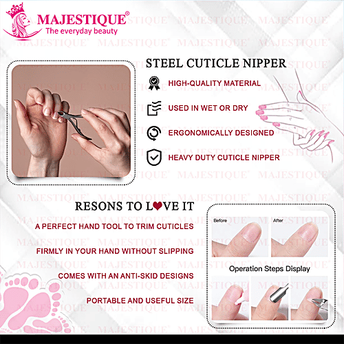 Majestique Professional Cuticle Trimmer/Nipper - Stainless Steel, Sharp Edge Tip, Durable, 1 pc