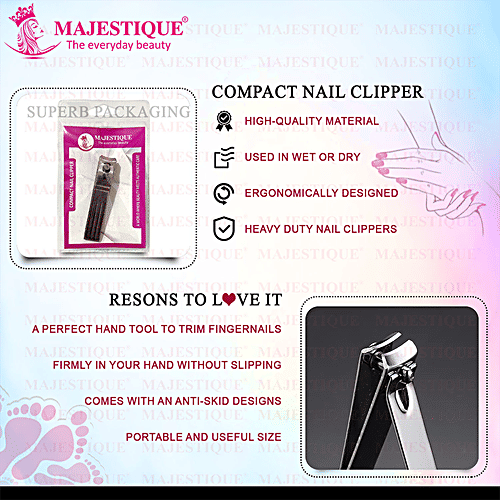 Majestique Compact Nail Clipper - Stainless Steel, For Men & Women, 1 pc