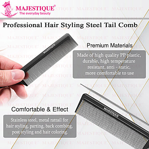Majestique Steel Tail Pin Comb - Heat Resistant, Perfect For Salon Use, Women's & Girls Hair, 1 pc  