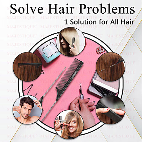 Majestique Steel Tail Pin Comb - Heat Resistant, Perfect For Salon Use, Women's & Girls Hair, 1 pc  