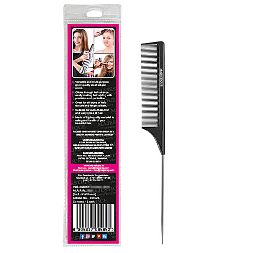 Majestique Steel Tail Pin Comb - Heat Resistant, Perfect For Salon Use, Women's & Girls Hair, 1 pc  
