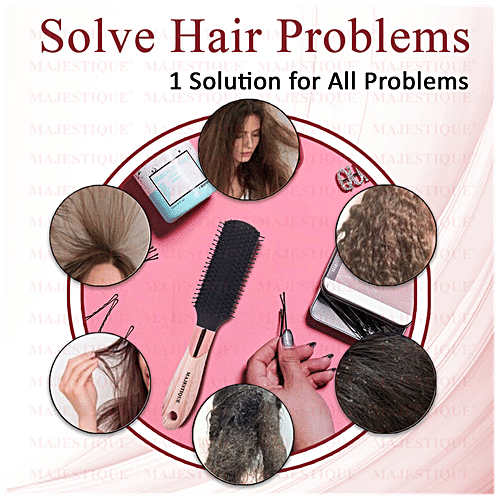 Buy MAJESTIQUE Hair Brush Nylon Bristles, Comfortable Grip, Easily