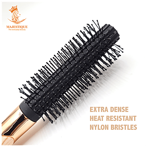 Buy MAJESTIQUE Roller Hair Brush Nylon Bristles, Strong Grip Handle, Round, Black Online at