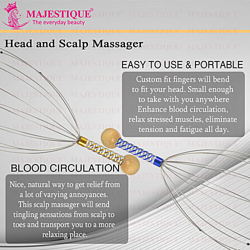 Majestique Head & Scalp Massager - No Tangles, For Deep Relaxation, Hair Stimulation, Stress Relief, 1 pc