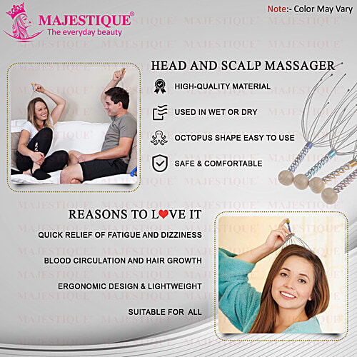 Majestique Head & Scalp Massager - No Tangles, For Deep Relaxation, Hair Stimulation, Stress Relief, 1 pc