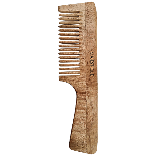 Buy MAJESTIQUE Wooden Hair Comb With Handle AntiStatic, For Curly