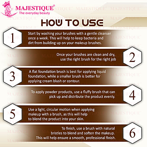Majestique Makeup Brush Collection Set - Sturdy Handle, Soft, Skin-Friendly, Washable, 8 pcs  