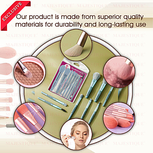 Majestique Makeup Brush Collection Set - Sturdy Handle, Soft, Skin-Friendly, Washable, 8 pcs  