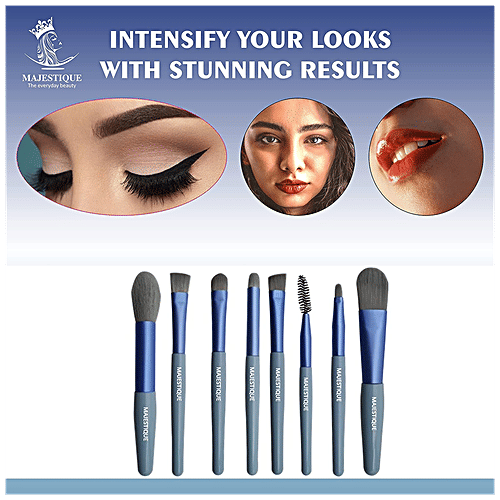 Majestique Makeup Brush Collection Set - Sturdy Handle, Soft, Skin-Friendly, Washable, 8 pcs  