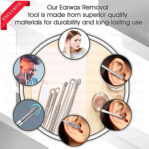 Majestique Earwax Removal Kit With Protective Case - Comfortable & Safe To Use, 6 pcs
