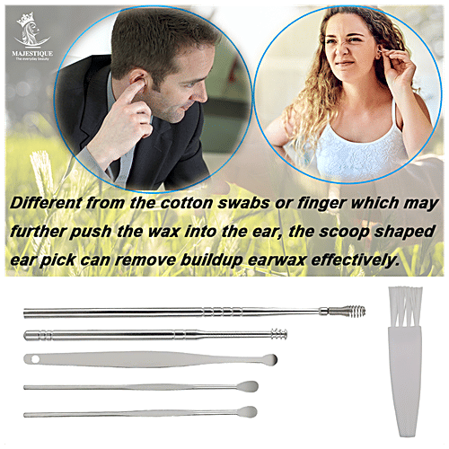 Majestique Earwax Removal Kit With Protective Case - Comfortable & Safe To Use, 6 pcs