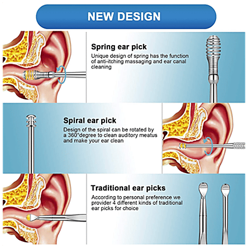 Majestique Earwax Removal Kit With Protective Case - Comfortable & Safe To Use, 6 pcs