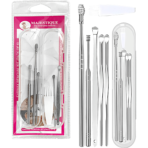 Majestique Earwax Removal Kit With Protective Case - Comfortable & Safe To Use, 6 pcs