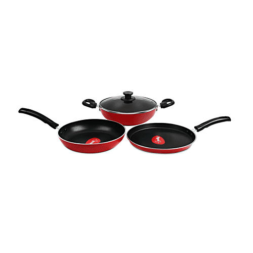 Pigeon by Stovekraft Vita Gift Set - Kadai, Fry Pan, Tawa 250, 3 pcs (2.5 L + 1.5 L) 