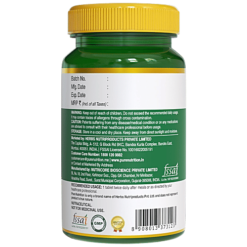 Pure Nutrition  Magnesium Glycinate Tablets With Zinc For Bone, Muscle & Nerve Health - Vitamins & Minerals, 60 Tabs  