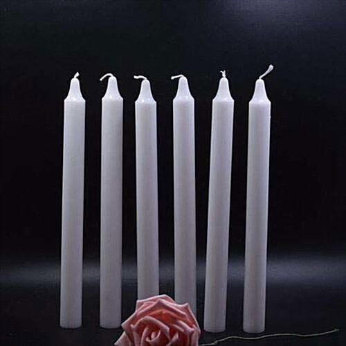 Creative Space White Long Candle - 8x3x30 cm, 6 pcs  Smooth Finish
 High-Quality Wax