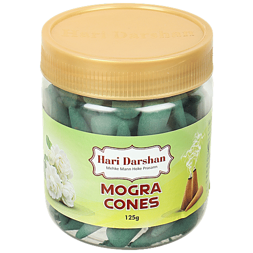 Hari Darshan Mogra Dhoop Cone For Pooja - Pure & Natural, Plant Produce, 125 g Jar Mesmerising Aroma
 Purifies Ambiance
 Uplifts Mood