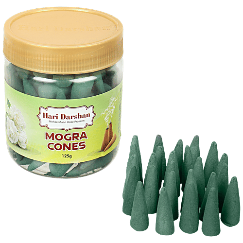 Hari Darshan Mogra Dhoop Cone For Pooja - Pure & Natural, Plant Produce, 125 g Jar Mesmerising Aroma
 Purifies Ambiance
 Uplifts Mood