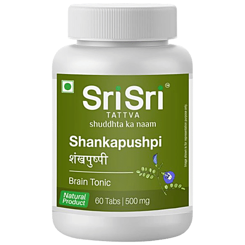 Sri Sri Tattva Shankapushpi 500mg - Brain Tonic, 60 pcs  