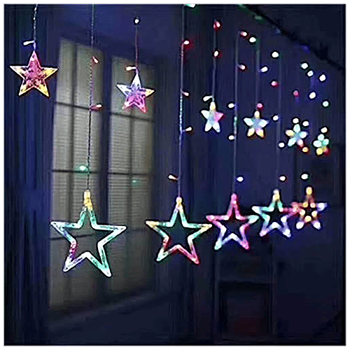 Lexton 12 Stars Light - Big & Small Stars, Flashing Modes, Multicolour, For Home Decor, 1 pc Festive, Christmas