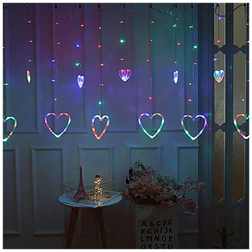 Lexton 12 Hearts Light - Big & Small Hearts, Flashing Mode, Multicolour, For Home Decor, Festivals, 1 pc