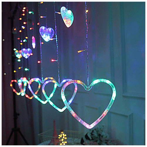 Lexton 12 Hearts Light - Big & Small Hearts, Flashing Mode, Multicolour, For Home Decor, Festivals, 1 pc