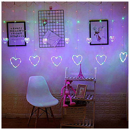 Lexton 12 Hearts Light - Big & Small Hearts, Flashing Mode, Multicolour, For Home Decor, Festivals, 1 pc