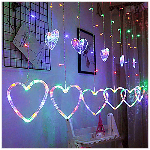 Lexton 12 Hearts Light - Big & Small Hearts, Flashing Mode, Multicolour, For Home Decor, Festivals, 1 pc