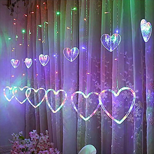 Lexton 12 Hearts Light - Big & Small Hearts, Flashing Mode, Multicolour, For Home Decor, Festivals, 1 pc