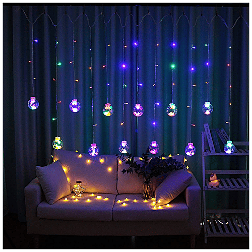 Lexton 12 Balls Multicolour Light, 1 pc  Big & Small Balls, Flashing Modes, For Home Decor, Festive Decoration